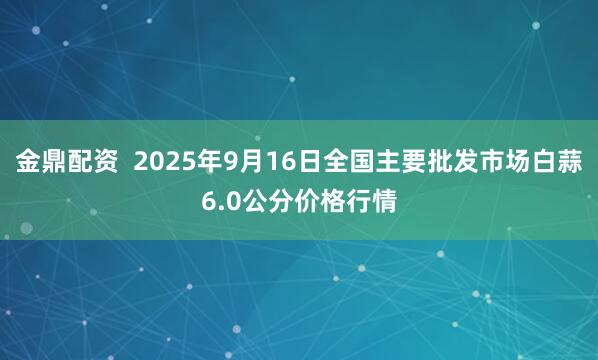 金鼎配资  2025年9月16日全国主要批发市场白蒜6.0公分价格行情