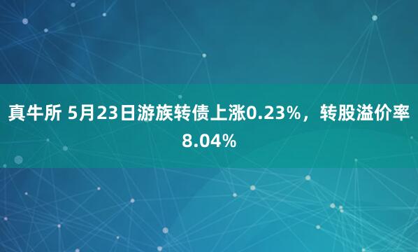 真牛所 5月23日游族转债上涨0.23%，转股溢价率8.04%